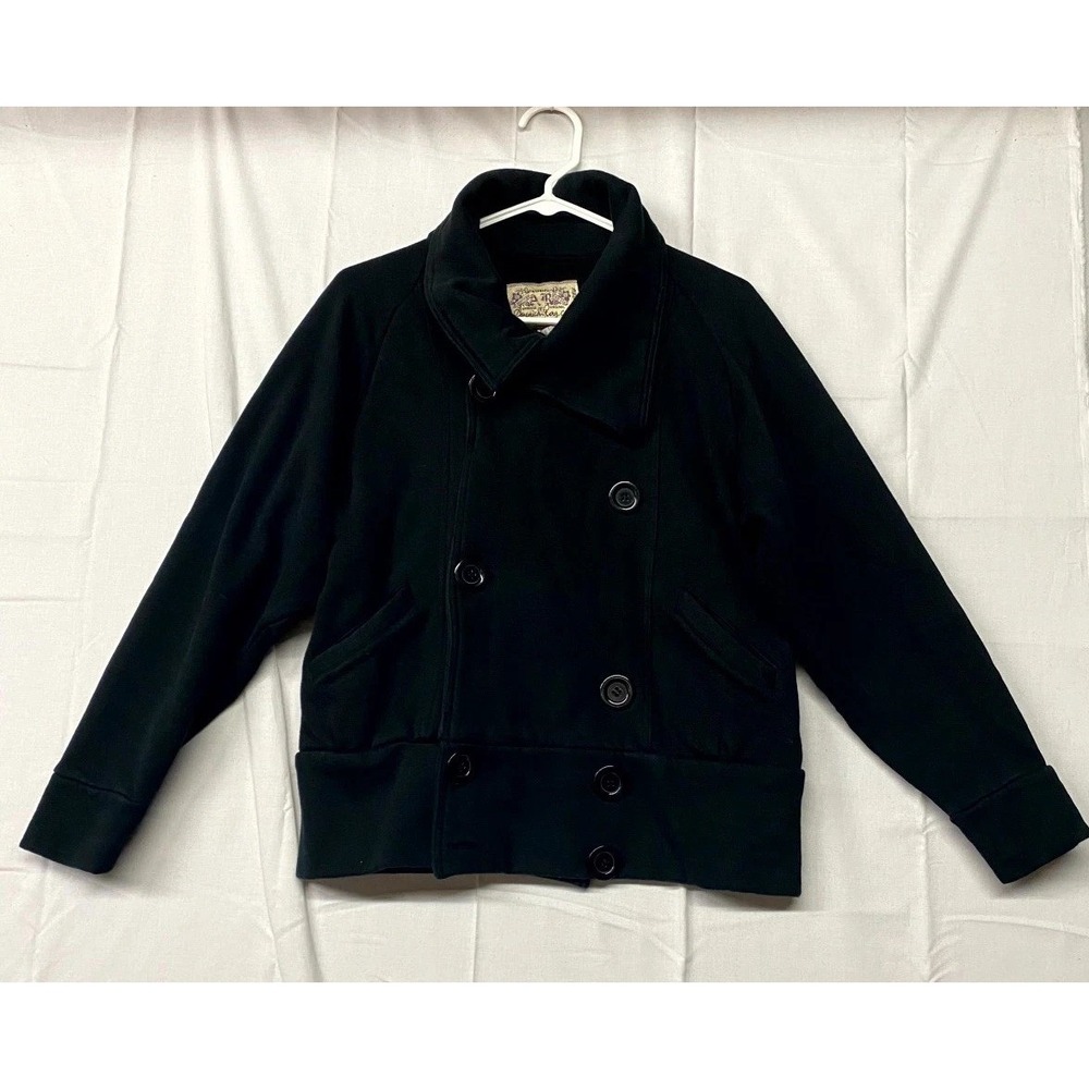American Rag Cie Pea Coat Womens Medium Black Cotton Double Breasted Streetwear